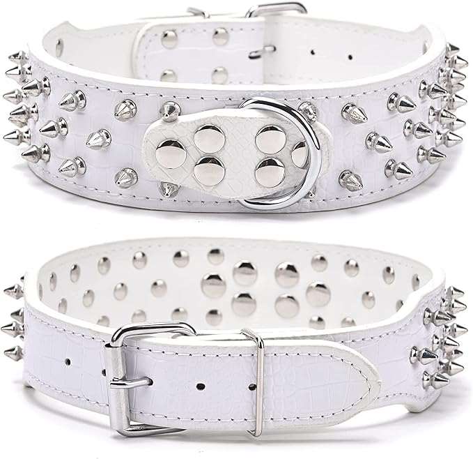 Serijoars Spiked Studded Dog Collar, PU Leather Dog Collar, Adjustable Pet - Image 3
