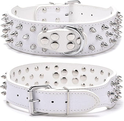 Serijoars Spiked Studded Dog Collar, PU Leather Dog Collar, Adjustable Pet - Image 3