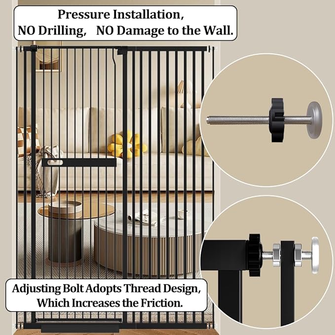 WAOWAO 71" Extra Tall Cat Pet Gate 29.92-37.79" Wide Pressure Mounted Walk - Image 7