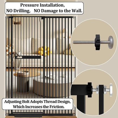 WAOWAO 71" Extra Tall Cat Pet Gate 29.92-61.42" Wide Pressure Mounted Walk - Image 6