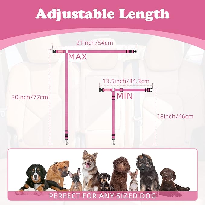 BWOGUE Pet Dog Cat Seat Belts, Car Headrest Restraint Adjustable Safety Leads - Image 4