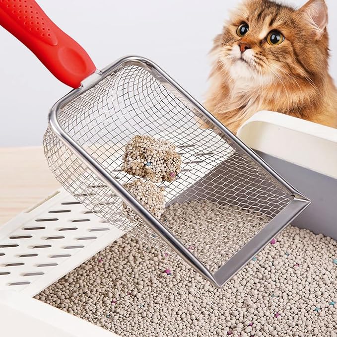 Cat Litter Scoop, Sturdy Litter Cleaner Corner Shovel, Stainless Steel Mesh - Image 5