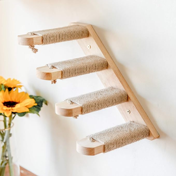 FUKUMARU Cat Climbing Shelf Wall Mounted, Four Step Cat Stairway - Image 7