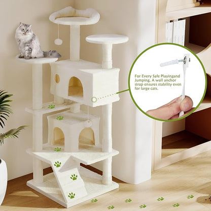 54 Inches Multi-Level Cat Tree Tower, Cat Tree Tower Furniture Activity - Image 6