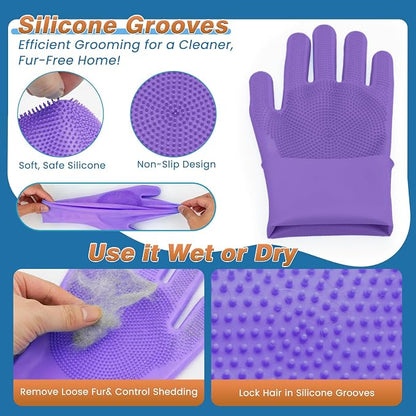 7PCS Dog Bath Brush | Pet Grooming Gloves | Storage Bag | Soothing Massage - Image 4