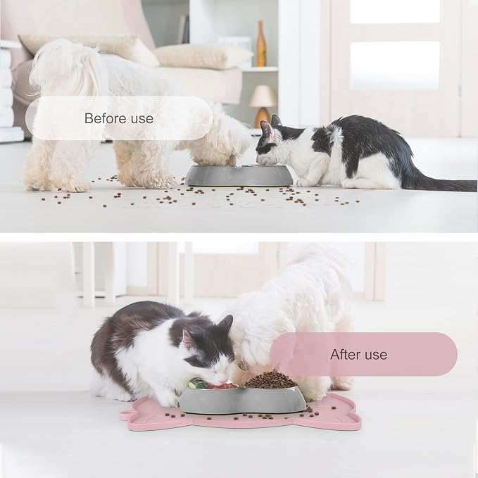 Coomazy Cat Food & Water Mat, Thicker Non-Slip Silicone Mat - Image 4