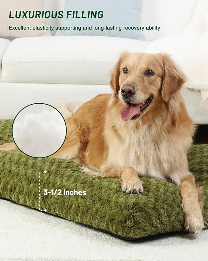 KSIIA Washable Dog Bed Comfy Dog Crate Pad Deluxe Plush Pet Bed Non-Slip Kennel - Image 3