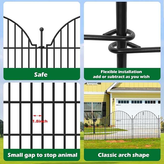 10 Panels No Dig Decorative Garden Fence, 32in x 23.6ft Outdoor Animal Barrier - Image 6