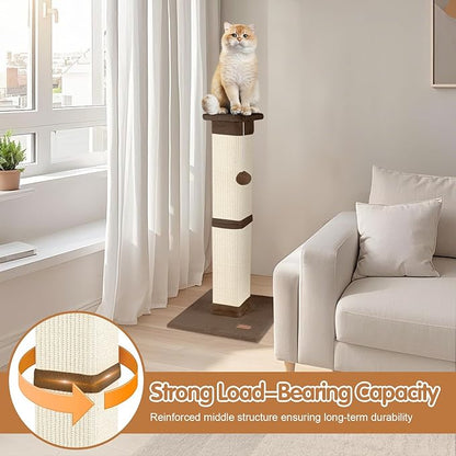 Cat Scratching Post 33 inch for Indoor Cats, High Cat Scratch Post Brown - Image 4