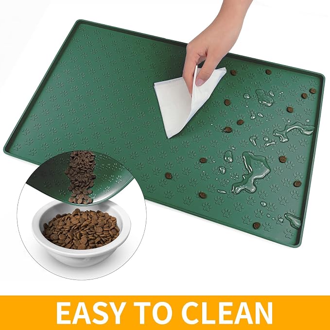 Ptlom Pet Placemat for Dog and Cat, Waterproof Silicone Pet Feeding Bowl Mats - Image 7