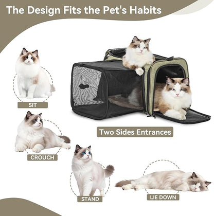 Petsfit 19"X12" X12" Expandable Pet Carrier, Square Expansion Reduces Pet - Image 7
