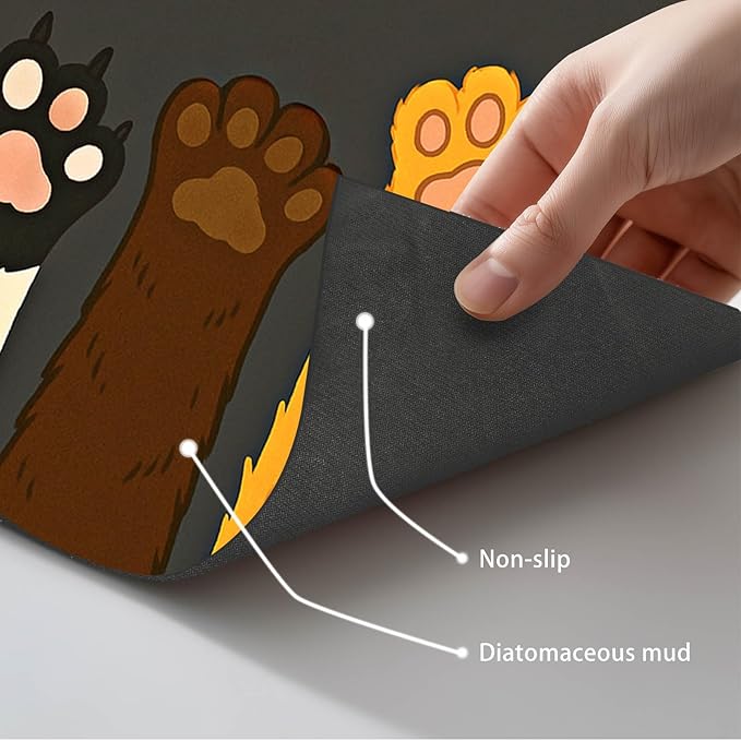 Cute Animal Paw Print Cat Food Mat Easy Clean Fast Dry Pet Feeding Mat - Image 5