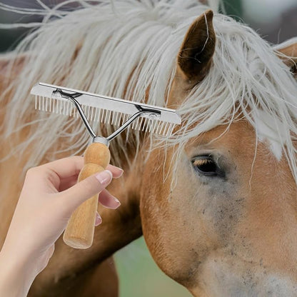 iplusmile Horse Hair Comb with Wooden Handle Ergonomic Non-Slip Pet Grooming - Image 5