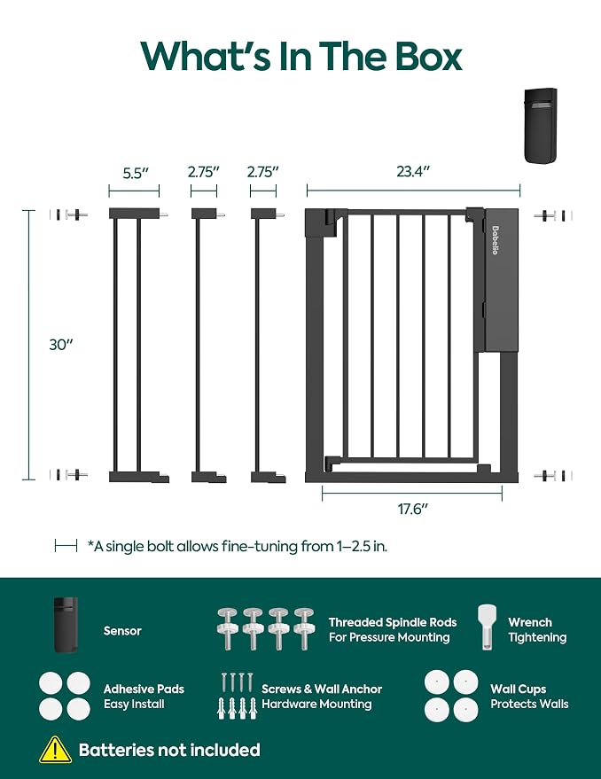 Babelio Smart Baby Gate with Auto-Unlock/Close, Pressure Mounted No Drill - Image 9