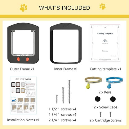 Cat Door for Interior Door and Exterior Door, 4 Way Locking Cat Door - Image 8