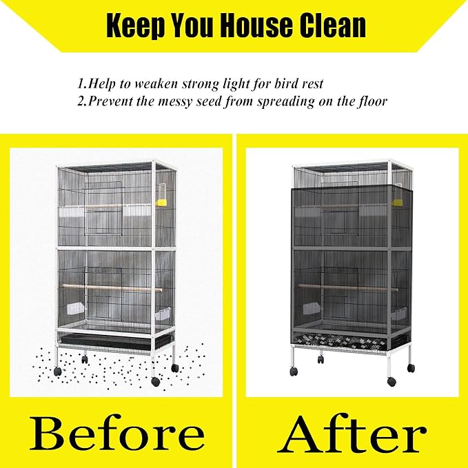 Bird Cage Seed Catcher Large Bird Cage Cover 118 * 31 inches Adjustable Net - Image 5