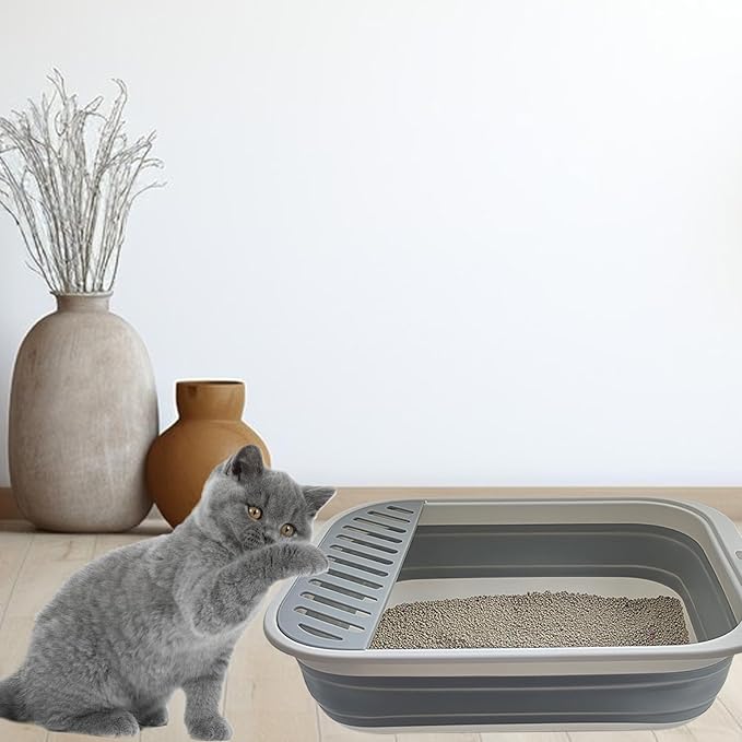 Senior Cat Litter Boxes, Collapsible Open Low Entry Cat Litter Pan - Image 6