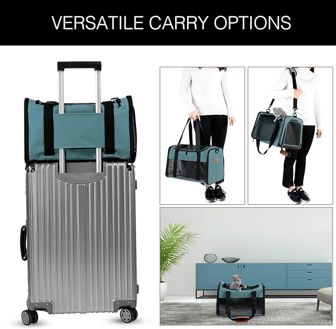 Cat Carrier - Portable Foldable Dog Pet Carrier, Soft-Sided Pet Bag up to 15 Lbs - Image 6