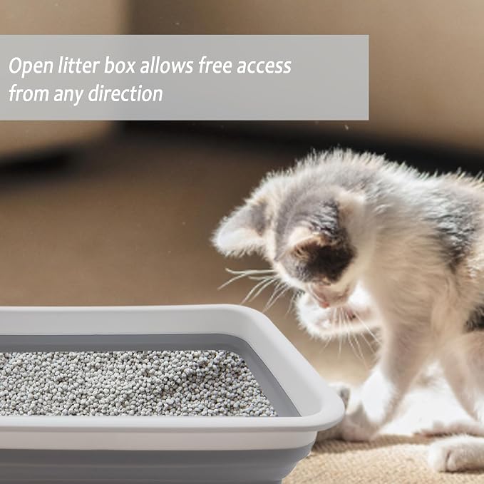 Collapsible Small Cat Litter Box, 14.6 x 10.6 x 4.8 inch Open Waterproof Low - Image 6
