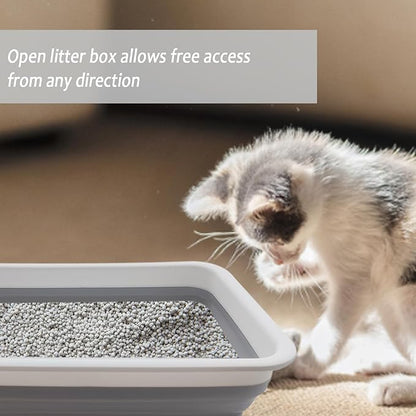 2 Pack Collapsible Small Cat Litter Box, Open Kitten Litter Potty Pan Low Entry - Image 3