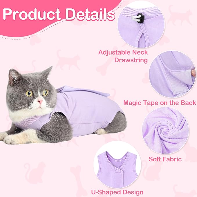 Cat Recovery Suit for Abdominal Wounds or Skin Diseases, Cat Onesie for Cats - Image 3