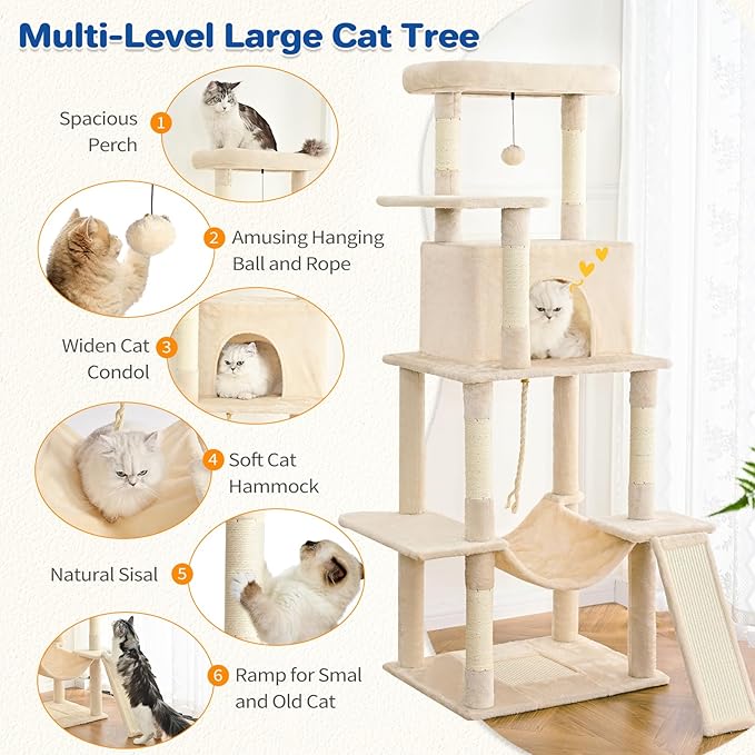 Cat Tree Tower 63in Multi-Level Cat Tower - Image 2