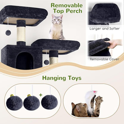 Globlazer Cat Tree Tower, 76-Inch Extra Tall Multi-Level Cat Furniture - Image 4