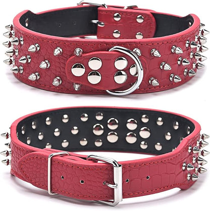 Serijoars Spiked Studded Dog Collar, PU Leather Dog Collar, Adjustable Pet - Image 3