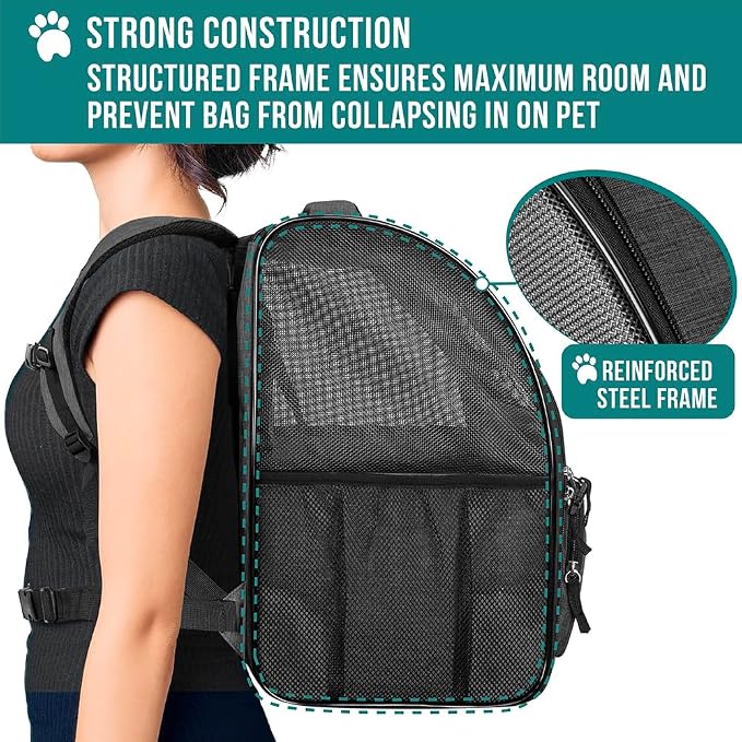 PetAmi Dog Backpack Carrier for Small Large Cat, Ventilated Pet Hiking Backpack - Image 6