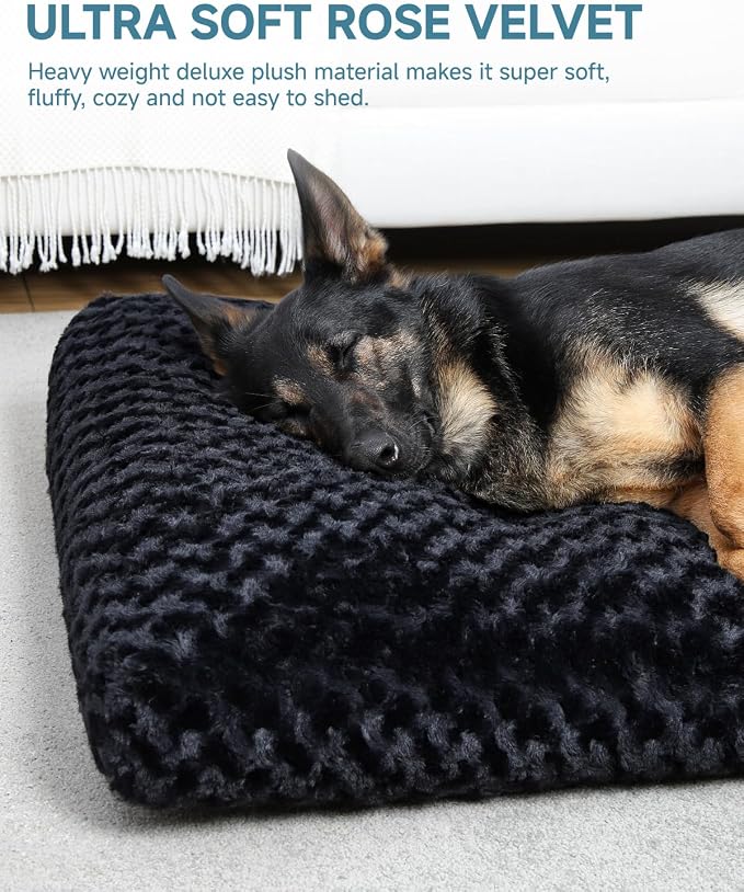 KSIIA Washable Dog Bed Anti-Slip Dog Crate Beds Deluxe Plush Kennel Pad Comfy - Image 2