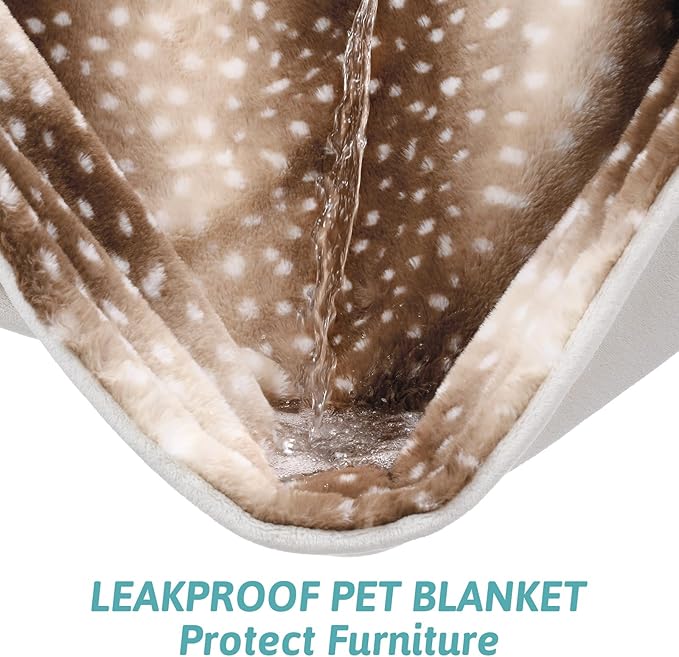 Luxury Faux Fur Blanket Deer Print, Waterproof Pet Blanket Washable, Woman Sofa - Image 3