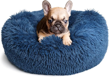 Calming Donut Dogs Beds for Small Dogs Washable, 19inch Fluffy Round Puppy Bed by nononfish