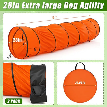 28 in 10 Foot Orange Extra Large Dog Agility Tunnel - Image 2
