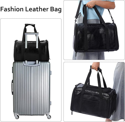 Fashion Leather Dog Carrier Cat Carrier Airline Approved Pet Carrier - Image 5