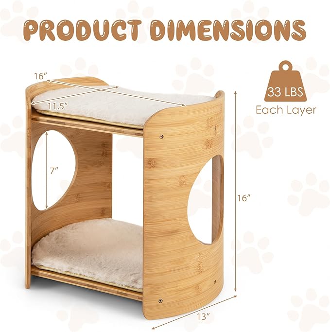 Tangkula Elevated Cat Bed for Indoor Cats, 2-Tier Cute Small Cat Tree Tower - Image 4