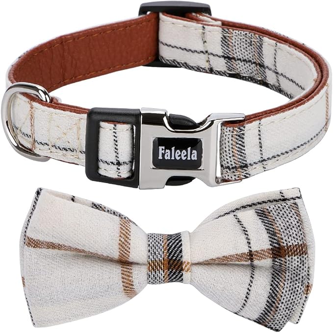 Faleela Soft &Comfy Bowtie Dog Collar, Detachable and Adjustable Bow Tie Collar by Faleela