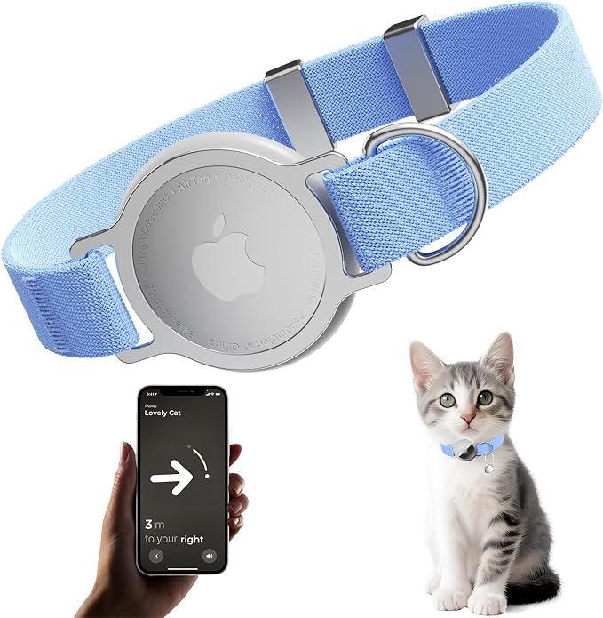 AirTag Cat Collar, Ultra Elastic Cat Tracker Collar, Airtag Holder Compatible by Sucegi