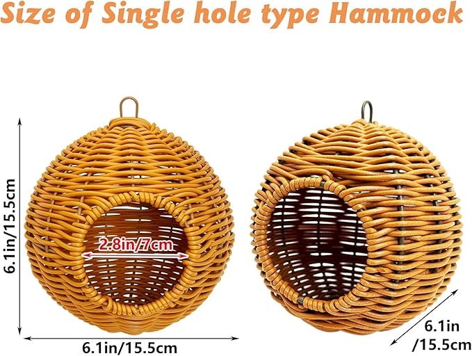 BNOSDM Rattan Bird Nest Parrot Nesting House Parakeet Hanging Swing Soft - Image 2