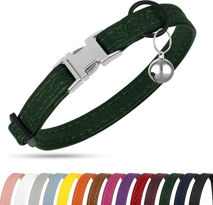 Leather Cat Collar with Buckle and Removable Bell - Image 8