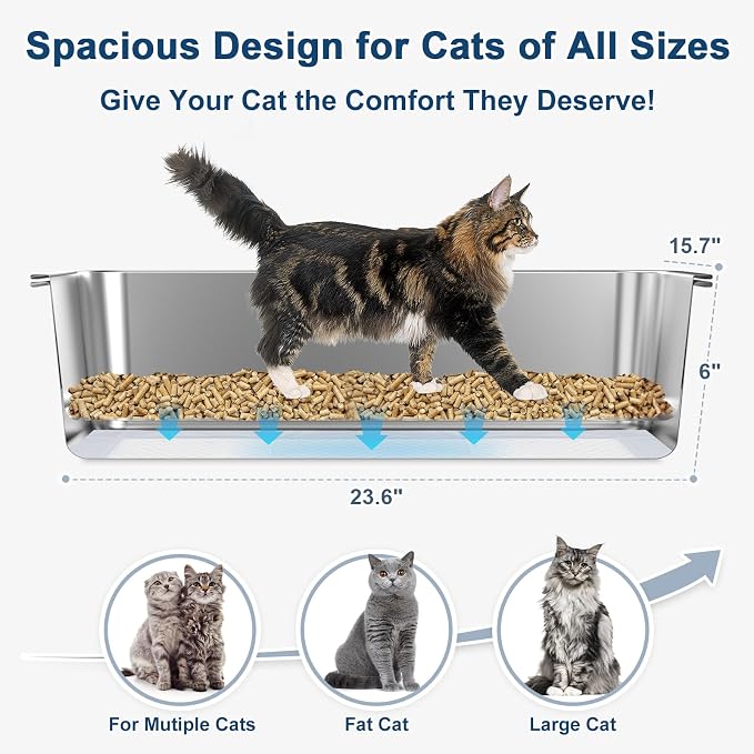 23.6”x15.7”x6” SuzziPaws Stainless Steel Cat Litter Box - Image 4