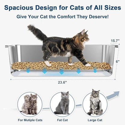 23.6”x15.7”x6” SuzziPaws Stainless Steel Cat Litter Box - Image 4