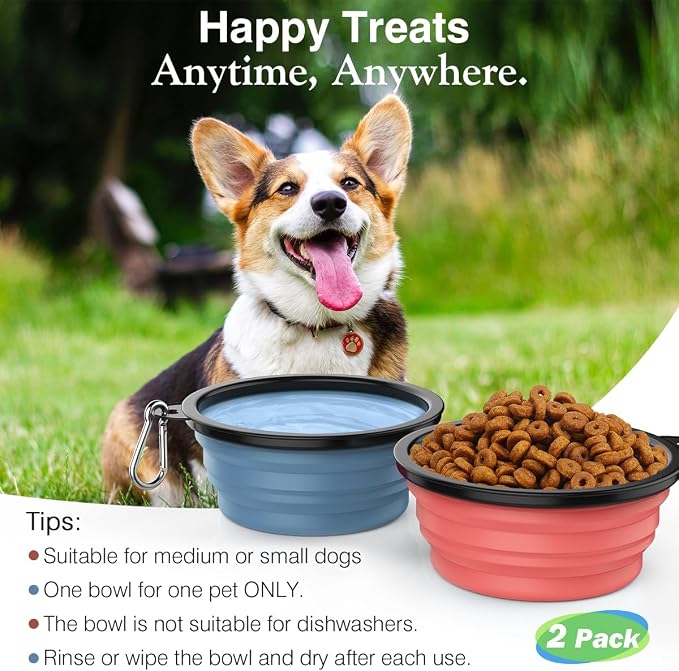Pawaboo Collapsible Dog Bowls 2 Pack, Silicone Feeding Watering Bowls - Image 5