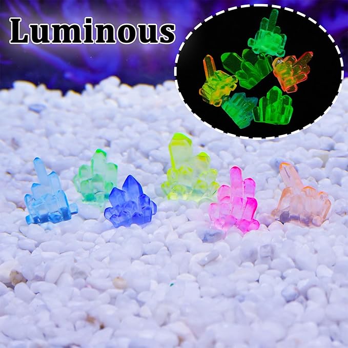 MIUPOO Glow Crystal, Betta Stones, Glow in The Dark Crystal, Bonsai Decor - Image 3