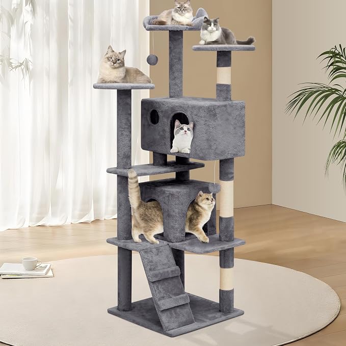Athena Collection Cat Tree, 62 Inch Cat Tree Tower - Image 3