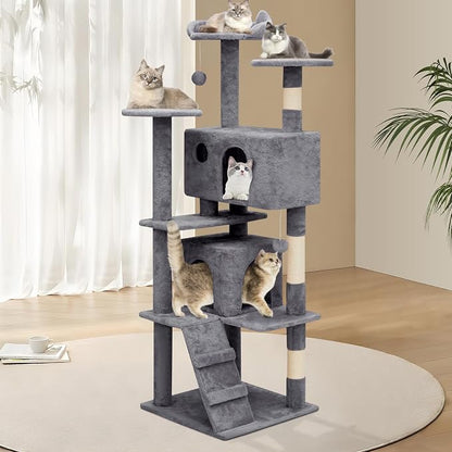 Athena Collection Cat Tree, 62 Inch Cat Tree Tower - Image 3