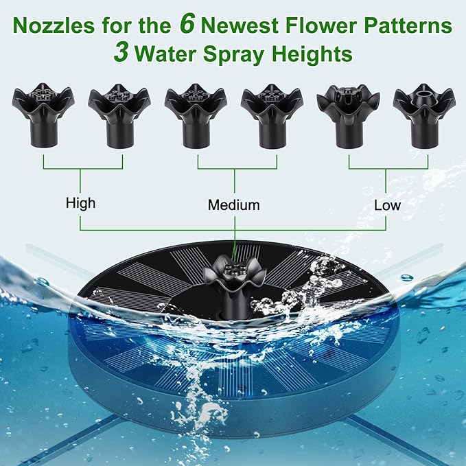 Solar Fountain Pump with Spray Height Adjustment, Upgrade Glass Solar Bird Bath - Image 5