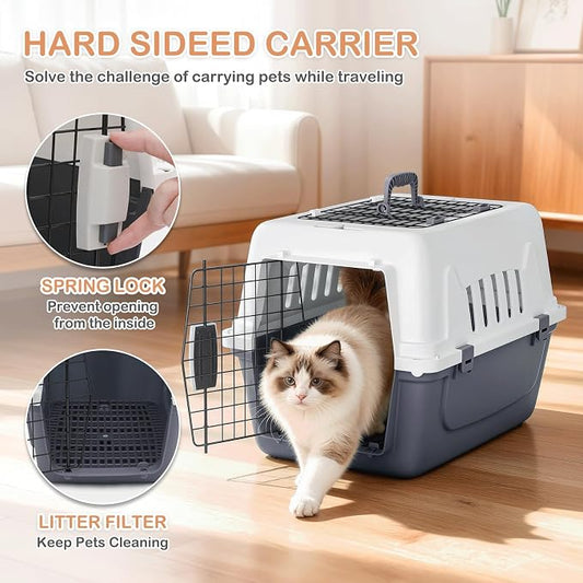 MoNiBloom 22-Inch Dog Crate Plastic 2-Door Top Loading Cat Carrier, Hard-Sided - Image 2