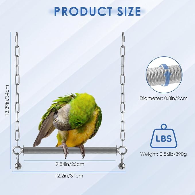 Stainless Steel Large Bird Swing, Hanging Heavy Duty Parrot Swings Perches - Image 2