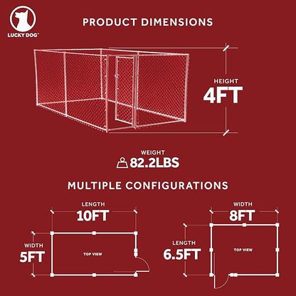 Lucky Dog Heavy Duty Outdoor Galvanized Chain Link Dog Kennel Enclosure - Image 2