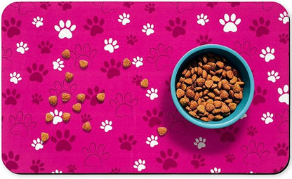 Dog Food Mat, Absorbent Water Bowl Mats Cat Pet Feeding Placemats Pink 24 * 32 by Zoeeya